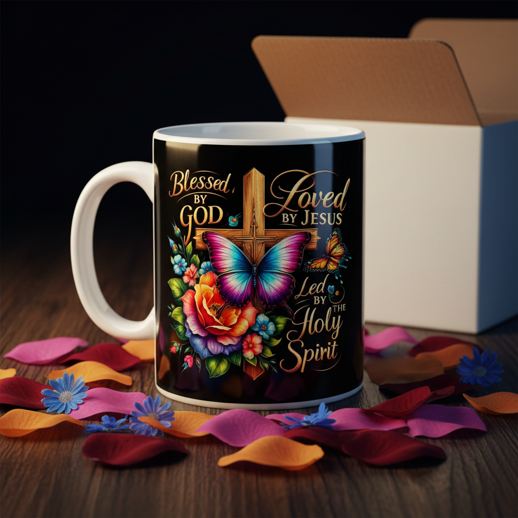 Blessed By God Loved By Jesus Led By The Holy Spirit 15oz Mug with Gift Box