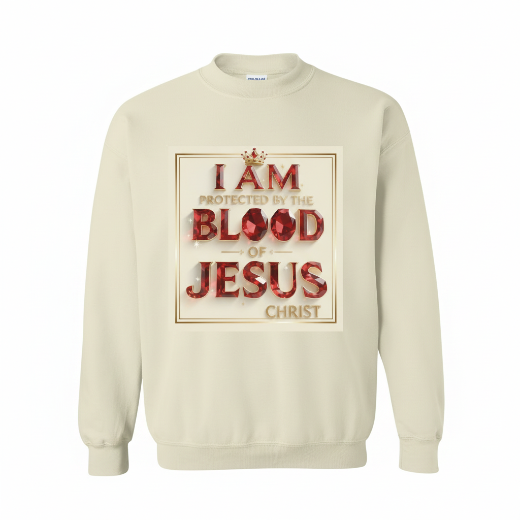 I Am Protected - Sweater with Cream Background Logo