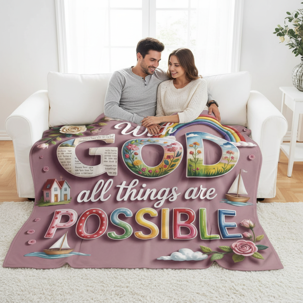 With God All Things Are Possible Blanket - Couple Overhead Lifestyle