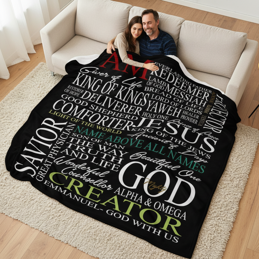 I Am Names of God Blanket Sofa Lifestyle