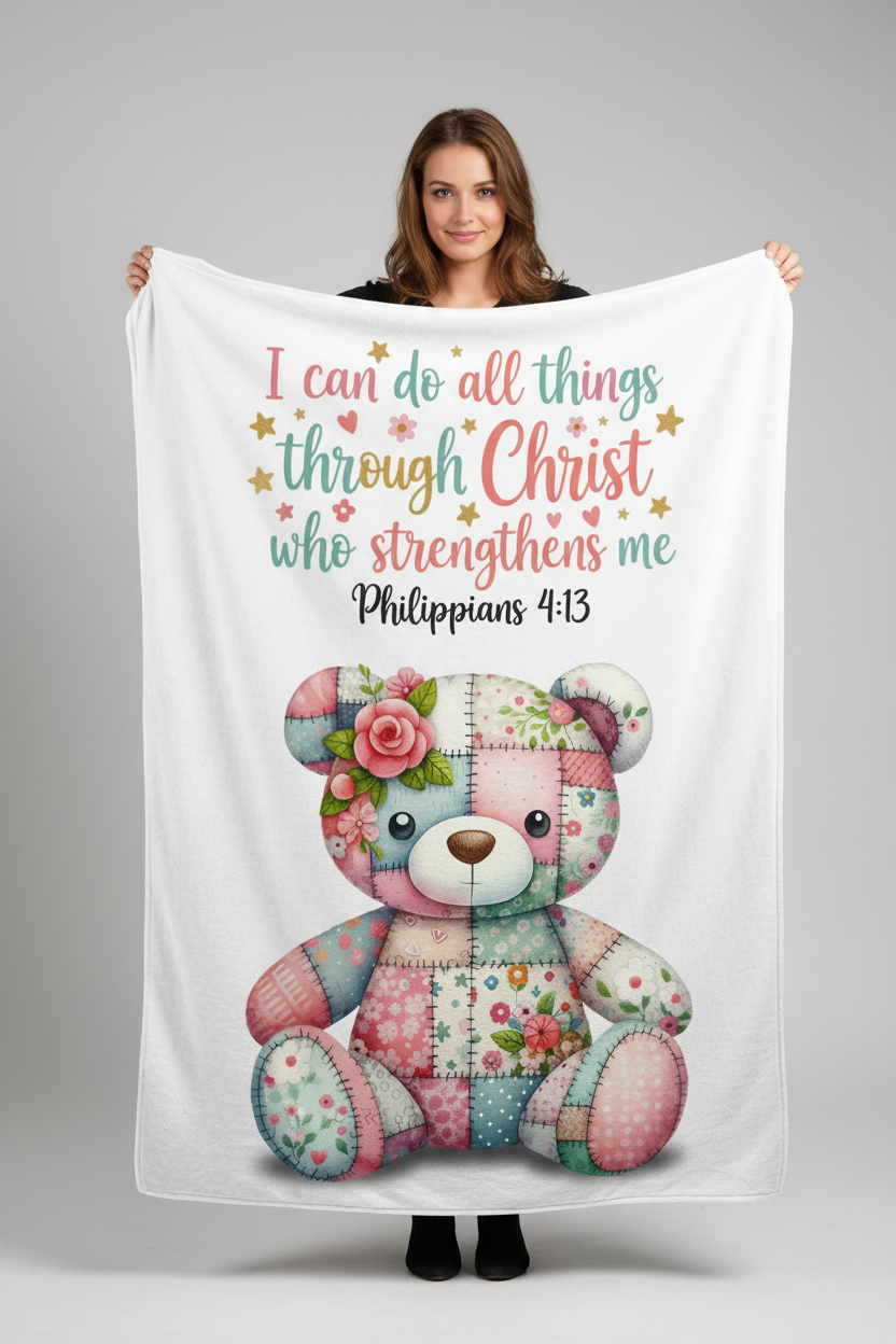 Philippians 4:13 Children's Blanket - Woman Holding