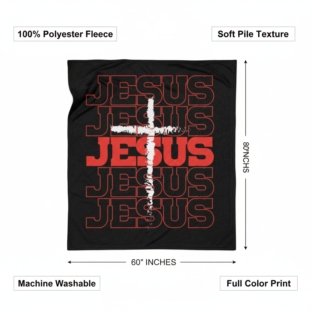 Jesus Cross Repeat Blanket Commercial Ad with Dimensions