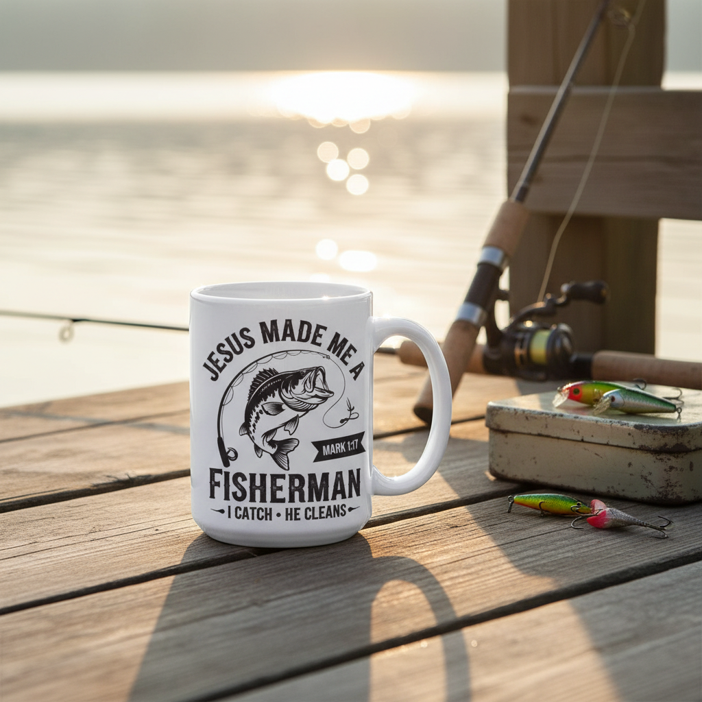 Jesus Made Me A Fisherman Mark 1:17 15oz Mug