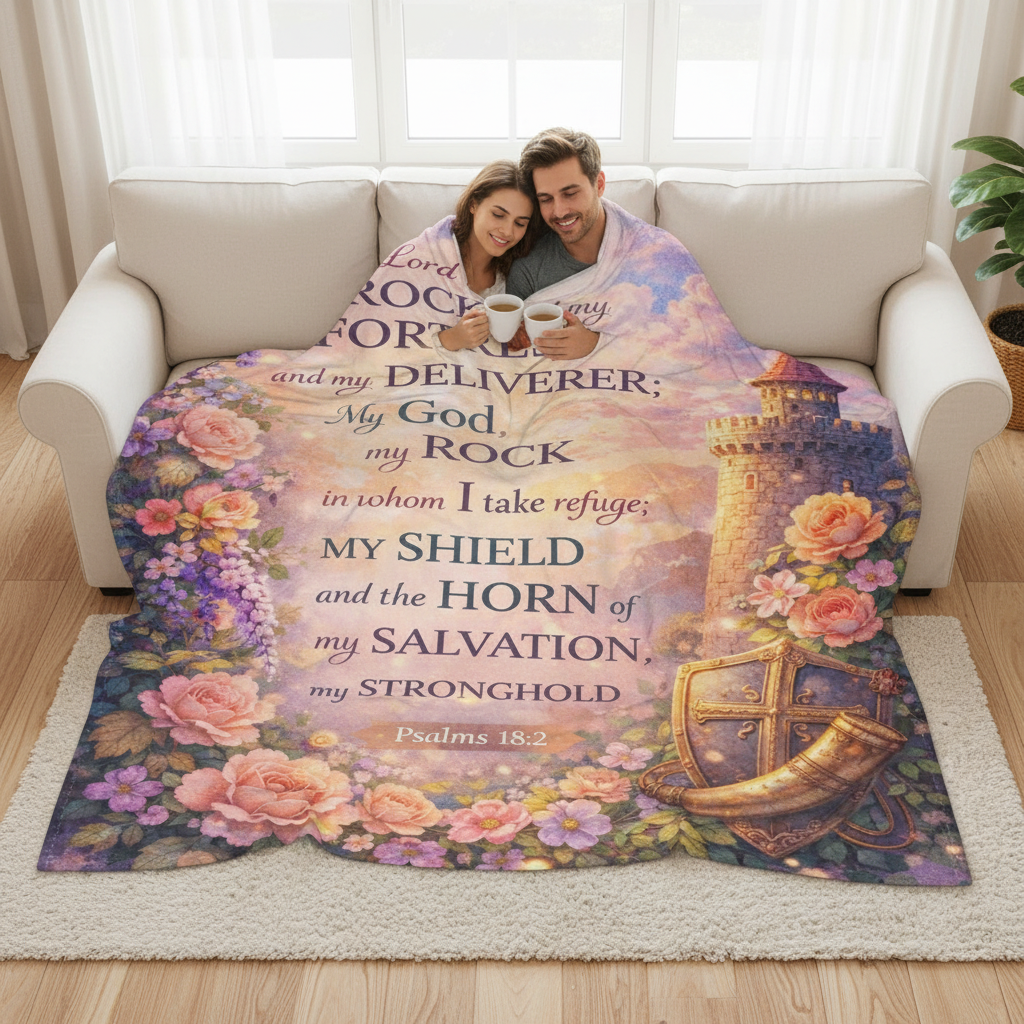 The Lord Is My Rock Psalm 18:2 Blanket Sofa Lifestyle