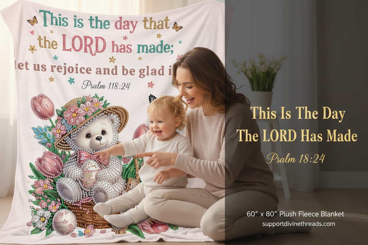 Psalm 118:24 Diamond Bear Blanket - Hero Banner