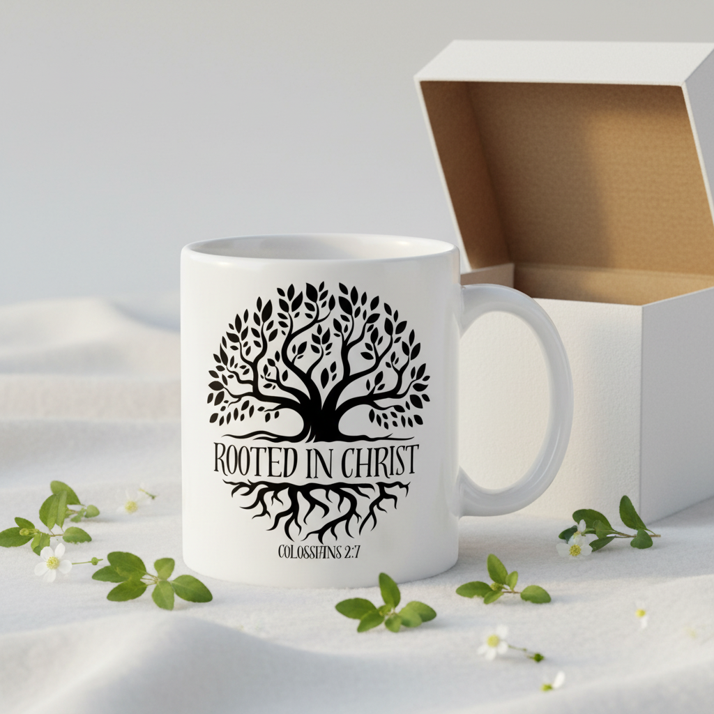 Rooted In Christ Colossians 2:7 15oz Mug with Gift Box