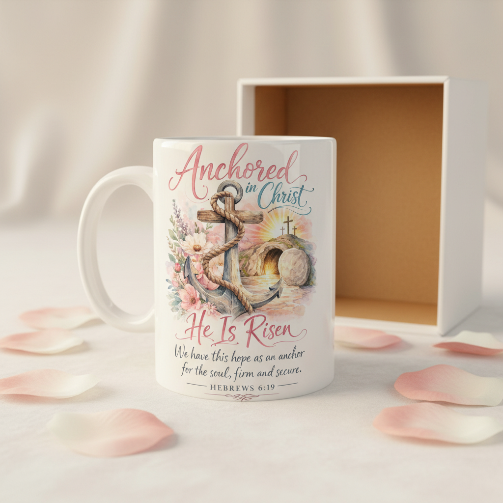 Anchored In Christ He Is Risen 15oz Mug with Gift Box