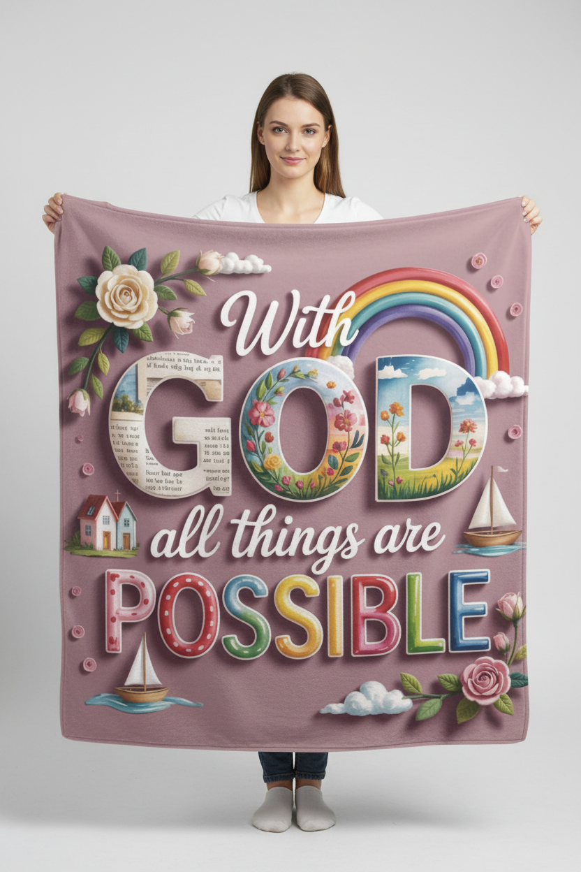 With God All Things Are Possible Blanket - Woman Holding