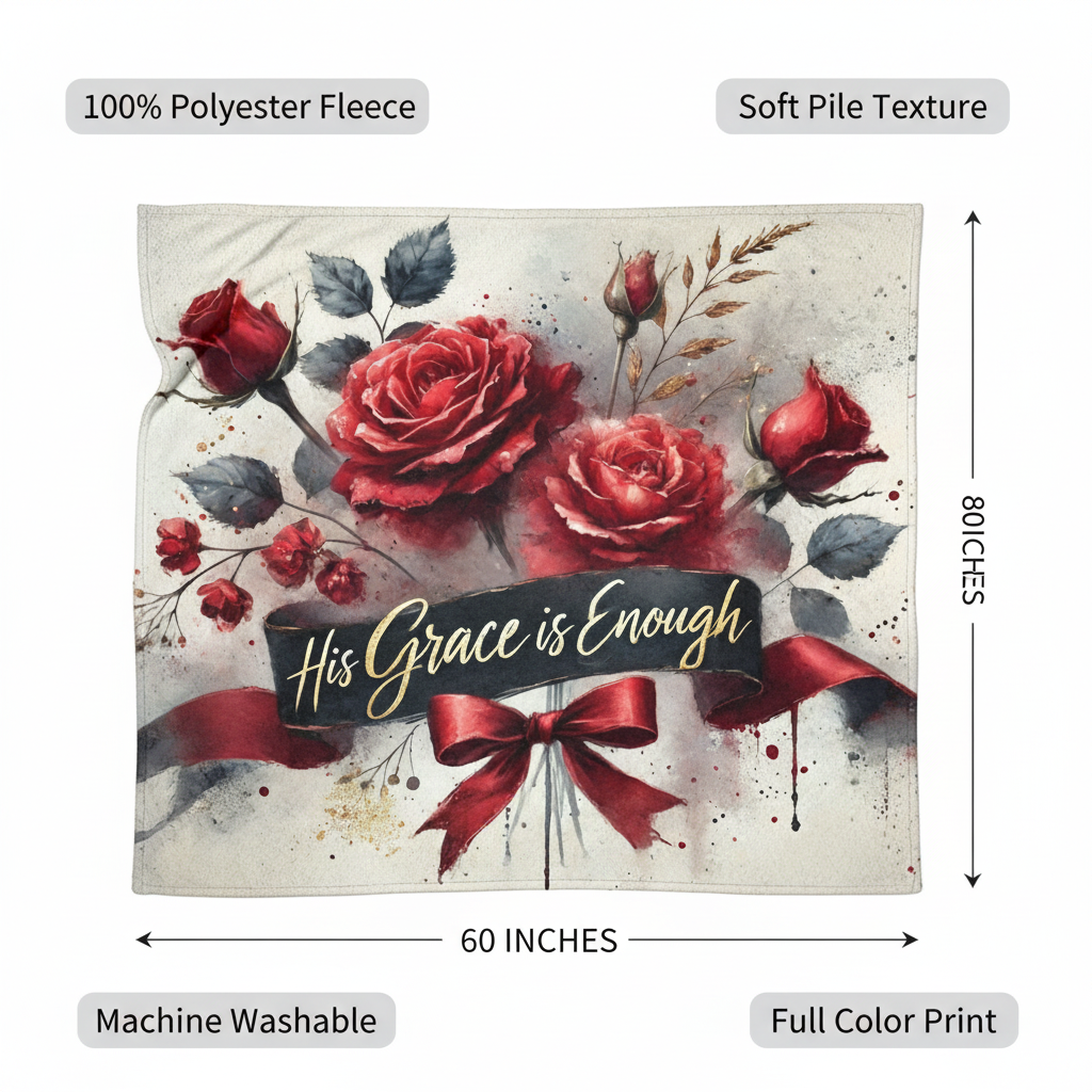 His Grace Is Enough Blanket Commercial Ad with Dimensions