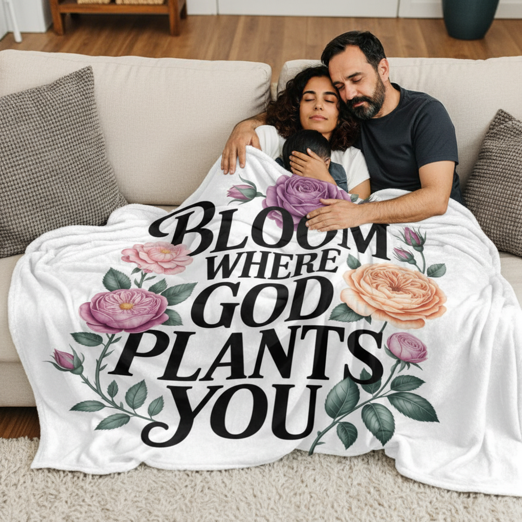 Bloom Where God Plants You Blanket Sofa Lifestyle