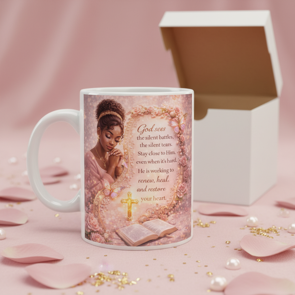 God Sees The Silent Battles 15oz Mug with Gift Box