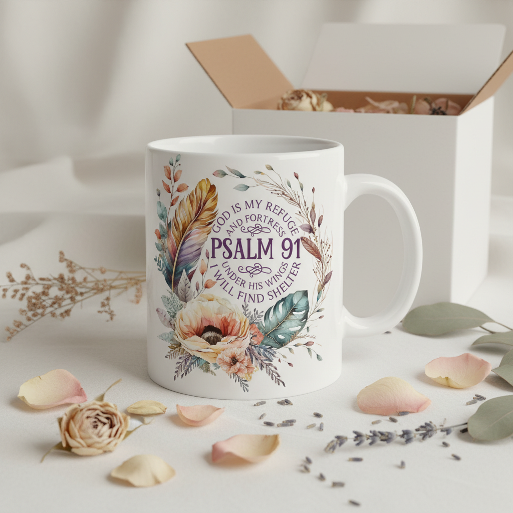 God Is My Refuge And Fortress Psalm 91 15oz Mug with Gift Box