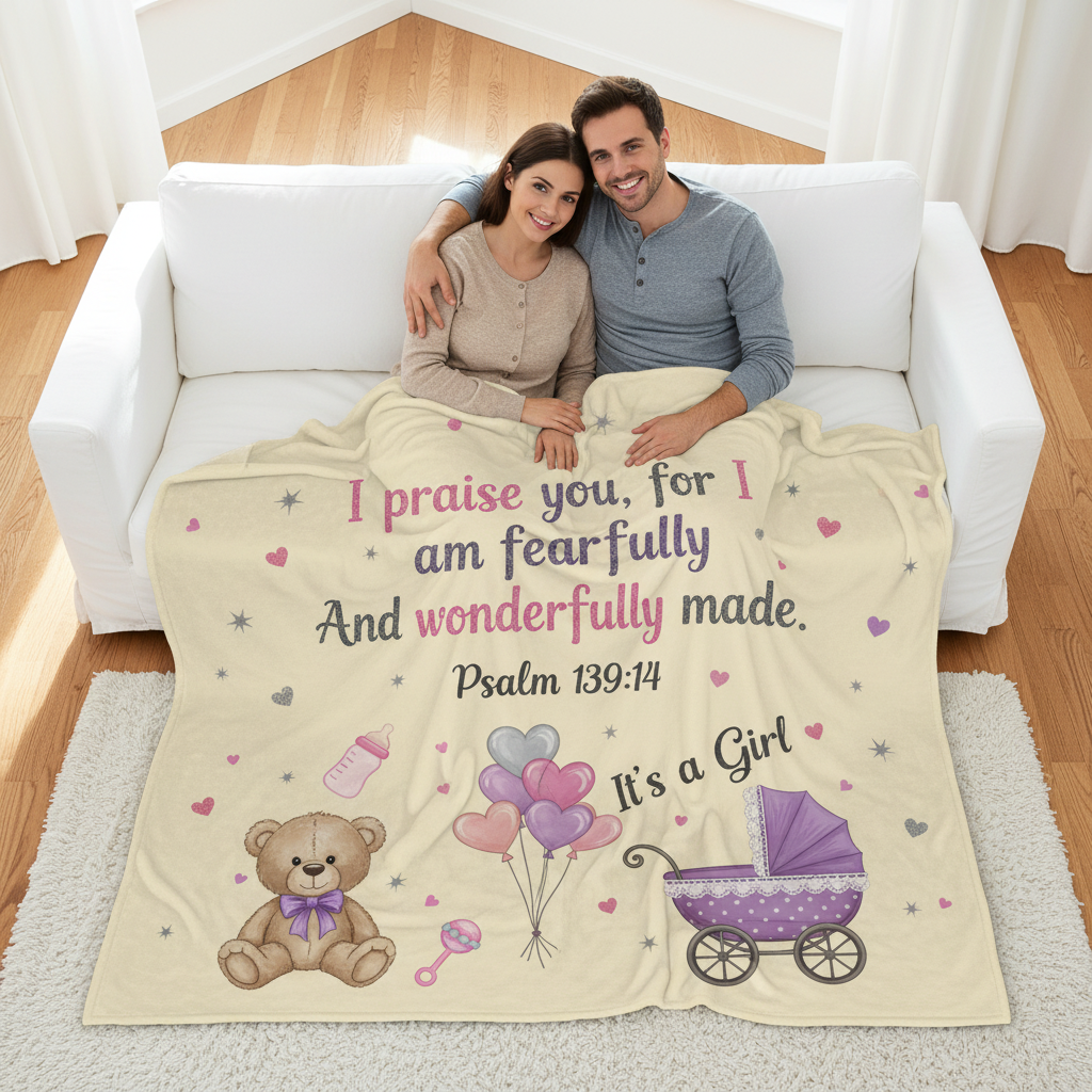 It's a Girl Blanket - Couple Overhead