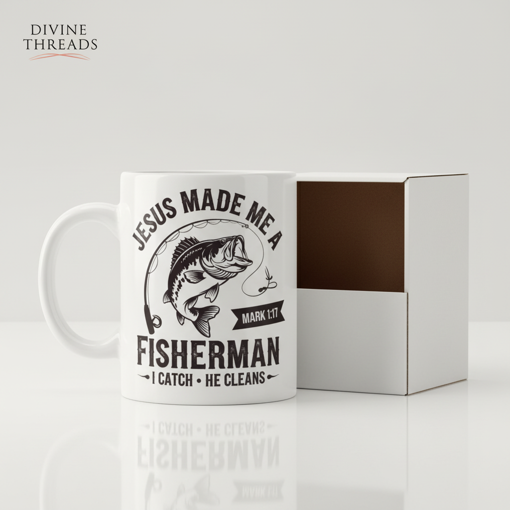 Jesus Made Me A Fisherman Mug with Box