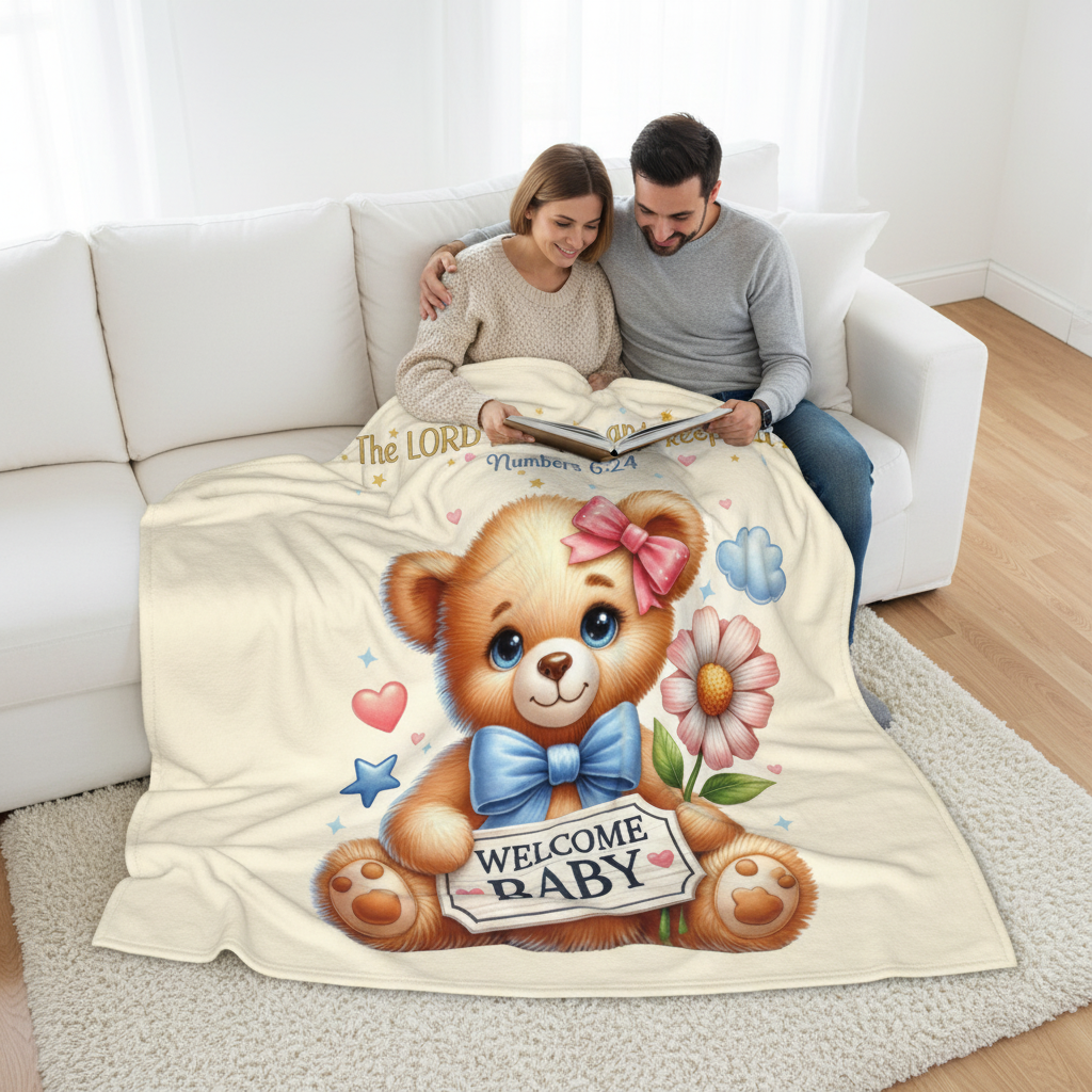 Welcome Baby Blanket - Couple Overhead
