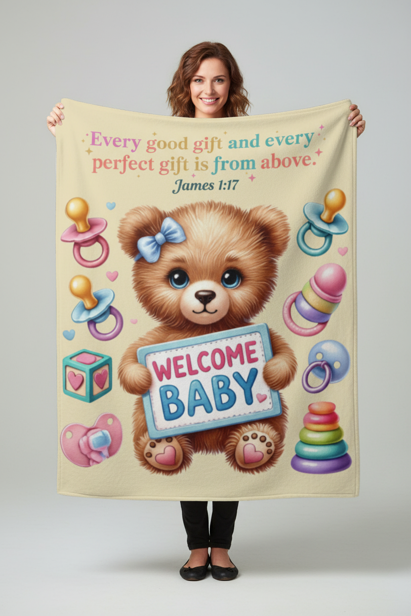 Welcome Baby Blanket - Woman Holding Ivory